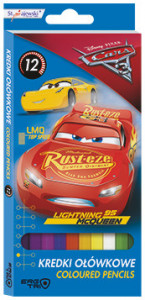 Creioane Colorate Triunghiulare, St.Majewski, 12 culori, Colectia Cars 3
