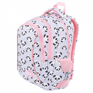 Ghiozdan Prescolari Ergonomic, Impermeabil, Elemente Reflectorizante, Colectia St.Right - Grey Panda BP26, 39x27x17cm