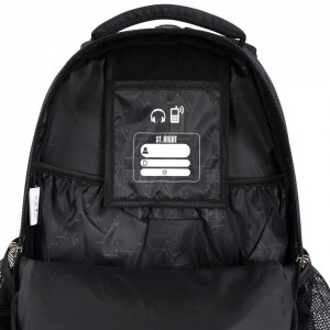 Ghiozdan Scolar, 4 Compartimente, Ergonomic, Impermeabil, Colectia St.Right Black BP05, 42x30x19cm