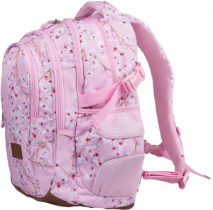 Ghiozdan Scolar 4 Compartimente, St.Majewski, Spate Ergonomic, Impermeabil, Elemente Reflectorizante, Colectia St.Right - Blossom BP01, 43x32x21cm, Roz