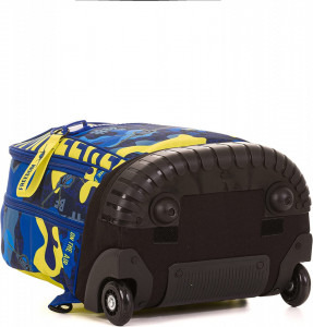 Ghiozdan Tip Troler, Mitama, Roti Silicon, Baza Intarita, Compartiment Bretele, Impermeabil, 47x34X21, 33L Colectia Run Boys Camuflaj, Albastru