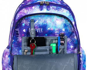 Ghiozdan Troler, 4 Compartimente, St.Majewski, Roti de Silicon, Impermeabil, Colectia St.Right - Galaxy Girl, TB01, 44x32x25cm