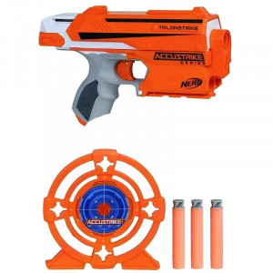Lansator de jucarie Hasbro, Nerf E2285 Elite Talon Strike, 8 Ani+, Portocaliu/Gri