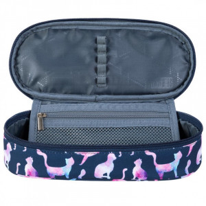 Penar Borseta Rigid, St.Majewski cu 1 Compartiment cu Clapeta Interioara Multifunctionala, Colectia St.Right - COSMIC CATS PC01 6x23x9,5cm