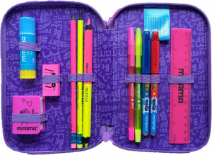 Penar cu 3 Fermoare Echipat, Mitama, Girls Club, 47 Piese, 20x14.5x7.4cm, Mov