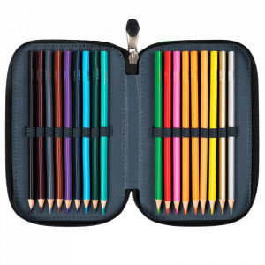 Penar Rigid cu 3 Fermoare, Echipat, St.Majewski, Colectia St.Right - Dark Game PC05, 19x13x7cm