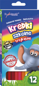 Creioane Colorate, Bambino, Triunghiulare, 12 Culori