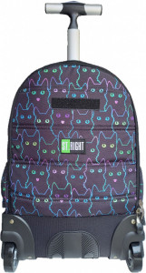 Ghiozdan Troler, 4 Compartimente, St.Majewski, Roti de Silicon, Impermeabil, Colectia St.Right - Cat Outline, TB01, 44x32x25cm
