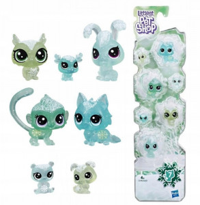 Set figurine Littlest Pet Shop 7 Animalute Tinutul Inghetat, Verde