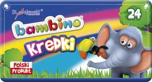Creioane Cerate Colorate, Bambino, din Lut de Caolin, in Cutie Metalica, 24 Culori