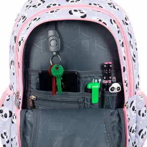 Ghiozdan Prescolari Ergonomic, Impermeabil, Elemente Reflectorizante, Colectia St.Right - Grey Panda BP26, 39x27x17cm