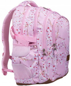 Ghiozdan Scolar 4 Compartimente, St.Majewski, Spate Ergonomic, Impermeabil, Elemente Reflectorizante, Colectia St.Right - Blossom BP01, 43x32x21cm, Roz