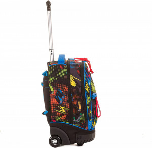 Ghiozdan Tip Troler, Mitama, Roti Silicon, Baza Intarita, Compartiment Bretele, Impermeabil, 47x34X21, 33L Colectia Run Boys Monster, Multicolor