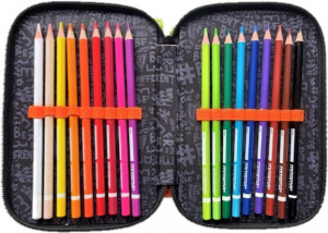 Penar cu 3 Fermoare Echipat, Mitama, Boys, Metaverse, 47 Piese, 20x14.5x7.4cm, Negru cu Portocaliu