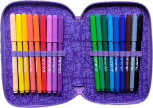 Penar cu 3 Fermoare Echipat, Mitama, Girls Club, 47 Piese, 20x14.5x7.4cm, Mov
