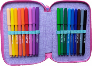 Penar cu 3 Fermoare Echipat, Mitama,Just Shine, 47 Piese, 20x14.5x7.4cm, Mov Deschis