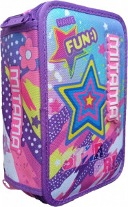 Penar cu 3 Fermoare Echipat, Mitama, Star & Fun, 47 Piese, 20x14.5x7.4cm, Mov cu Albastru
