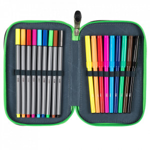 Penar Rigid cu 3 Fermoare, Echipat, St.Majewski, Colectia St.Right - Dark Game PC05, 19x13x7cm