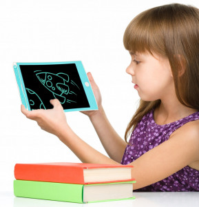 Tableta Digitala LCD, pentru Desenat cu Stergere, 8.5 inch Alb/Turqoaz