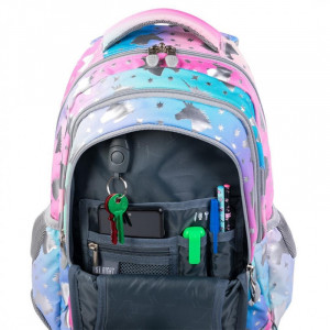 Ghiozdan Prescolari 3 Compartimente, St.Majewski, Maner si Spate Ergonomic, Impermeabil, Elemente Reflectorizante, Colectia St.Right - Ombre Unicorns BP26, 39x27x17cm