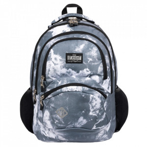 Ghiozdan Scolar, 4 Compartimente, Ergonomic, Impermeabil, Colectia St.Right Grey Clouds BP05, 42x30x19cm