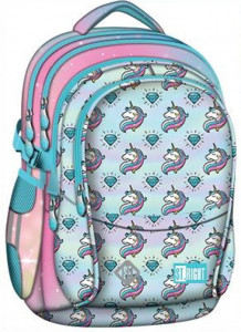 Ghiozdan Scolar 4 Compartimente, St.Majewski, Impermeabil, Gama St.Right - Pastel Unicorns BP01