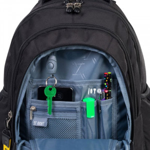 Ghiozdan Scolar 4 Compartimente, St.Majewski, Maner si Spate Ergonomic, Impermeabil, Elemente Reflectorizante, Colectia St.Right - Caution BP04 43x32x20cm