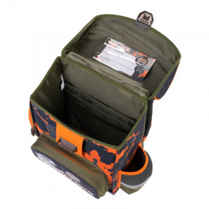Ghiozdan Scolar Ergonomic St.Majewski - Gama Premium, Military, Ventilatie Venti Stream, Rigid, Impermeabil, Elemente Reflectorizante, 35.5x27.5x16cm,