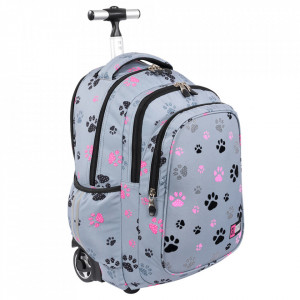 Ghiozdan Tip Troler, St.Right, Roti de Silicon, Impermeabil, Colectia Paws, TB01, 44x32x25cm