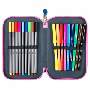 Penar Rigid cu 3 Fermoare, Echipat, St.Majewski, Colectia St.Right - Lazy Cats PC05, 19x13x7cm