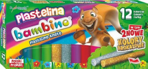 Plastilina Bambino, 12 Culori, include Auriu si Argintiu
