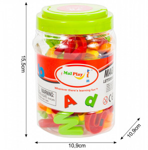 Set litere si cifre magnetice, MalPlay 78 piese, in cutie depozitare