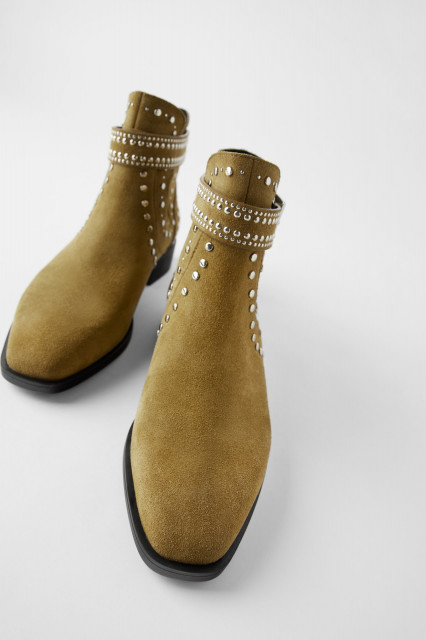 zara split suede mid heel boots