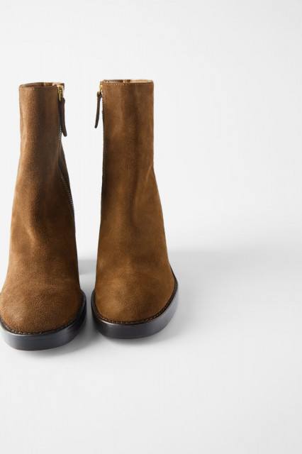 brown suede boots zara