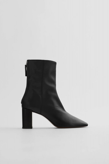 zara leather ankle boots with zip