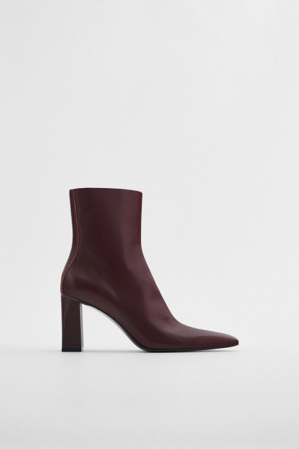 Zara Burgundy Leather Botins