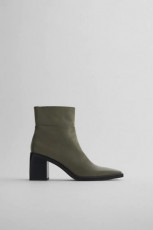Zara Leather Square Toed Green