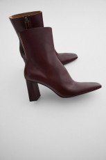 Zara Burgundy Leather Botins