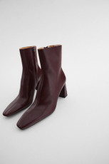 Zara Burgundy Leather Botins