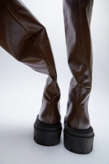 Zara Track Flat Leather Boots