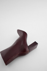 Zara Burgundy Leather Botins