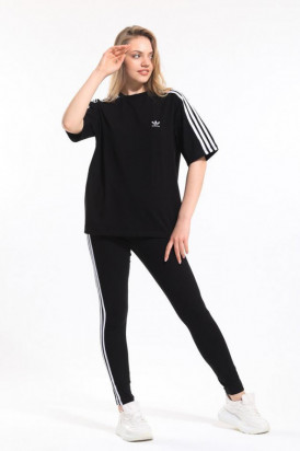 Compleu Dama Adidas Originals cu Tricou Oversized Negru / Alb EDLC104