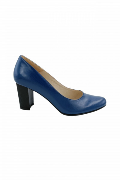 Pantofi dama, SandAli, piele naturala, toc mediu gros striati, albastru