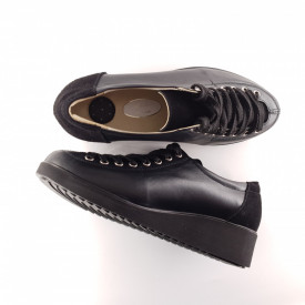 Pantofi dama, SandAli, piele naturala, combinate, negru