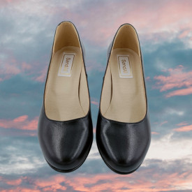 Pantofi dama, SandAli, piele naturala neagra, toc mediu gros imbracat imprimeu mozaic