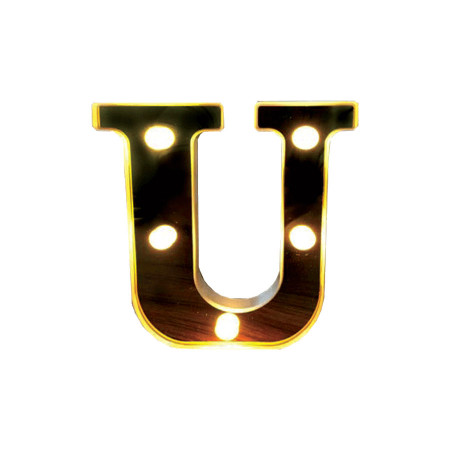 Litera volumetrica luminoasa, LED, din plastic, cu baterii, U