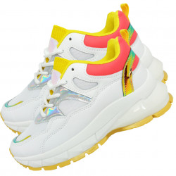 Adidasi sport, dama, Holo, cu insertii de plasa, alb