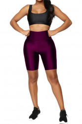 Colanti luciosi, scurti lycra, talie inalta, Mov, Super Glossy 