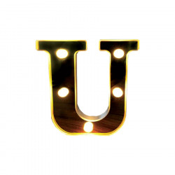 Litera volumetrica luminoasa, LED, din plastic, cu baterii, U