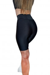 Colanti luciosi scurti, lycra, cu talie inalta in V, Black, Super Glossy
